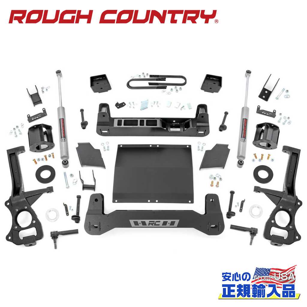 【ROUGH COUNTRY(ラフカントリー)正規輸入総代理店】6インチリフトアップキット/サスキット 2.7L/3.0L車用 ストラットスペーサー/N3ショック付きGMC Sierra シエラ 1500 2.7L/3.0L2019年〜現行