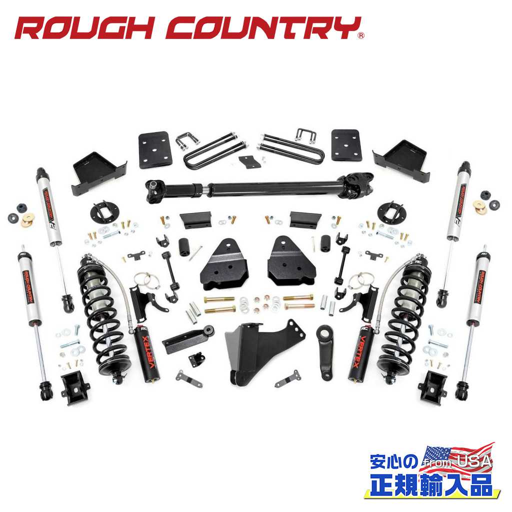 【ROUGH COUNTRY(ラフカントリー)】6インチリフトアップキット/サスキットディーゼル車 純正リアオーバーロードスプリング用車軸3.5インチ Fドライブシャフトあり V2ショック付きフォード スーパーデューティー F250/F350 2017年～2022年