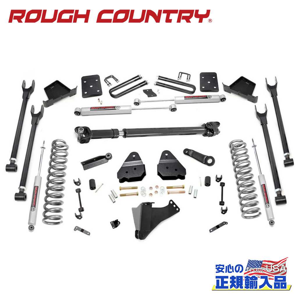 【ROUGH COUNTRY(ラフカントリー)正規輸入総代理店】6インチリフトキット 純正リアスプリング用・車軸直径4インチ・プレミアムN3・Fシャフト有り＜BR＞FORD フォード F250/F350 4WD 2017年～2022年