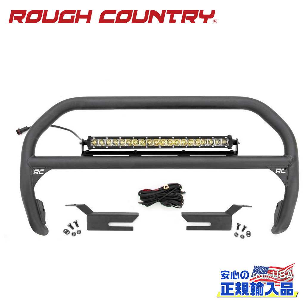 【ROUGH COUNTRY(ラフカントリー)正規代理店】3インチチューブ ブルバー/ナッジバー 20インチ LEDライトバー付き (クロームシリーズ)FORD フォード ブロンコ 4WD2021年〜現行