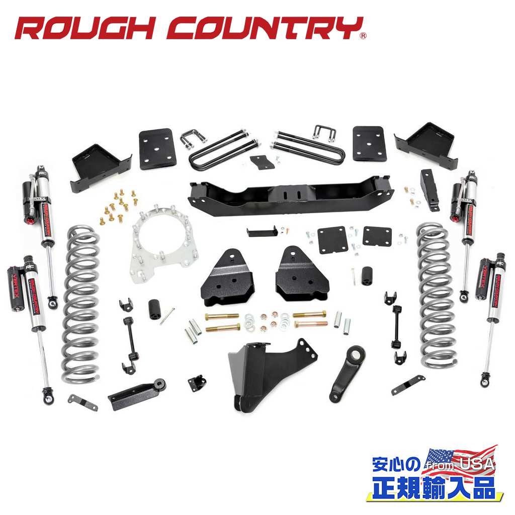 【ROUGH COUNTRY(ラフカントリー)正規輸入総代理店】6インチリフトキット 非純正リアスプリング用・車軸4インチ・Vertexショック・Fシャフト無し＜BR＞FORD フォード F250/F350 4WD 2017年〜2022年