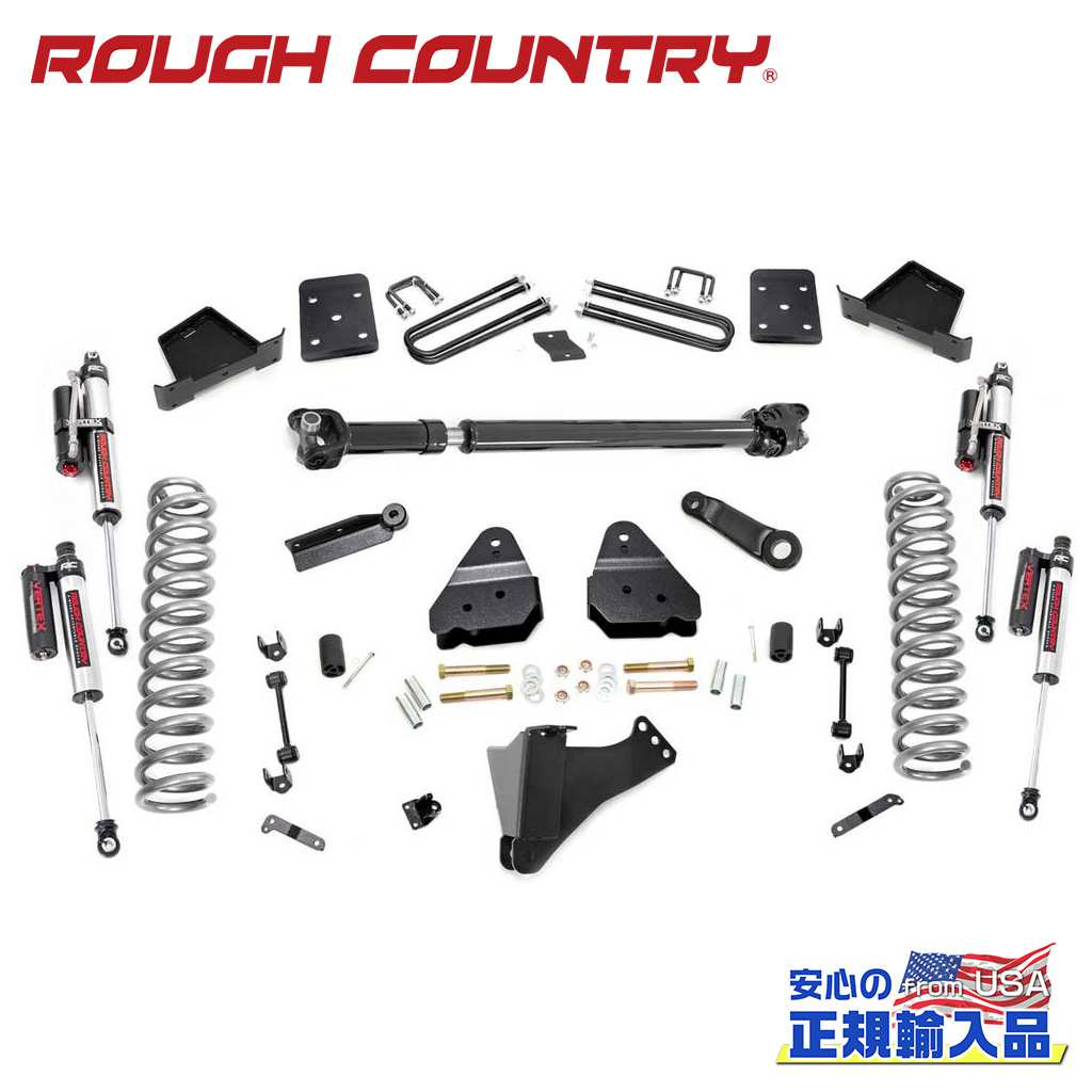 【ROUGH COUNTRY(ラフカントリー)正規輸入総代理店】6インチリフトキット 純正リアスプリング用・車軸4インチ・Vertexショック・Fシャフト有り＜BR＞FORD フォード F250/F350 4WD 2017年〜2022年