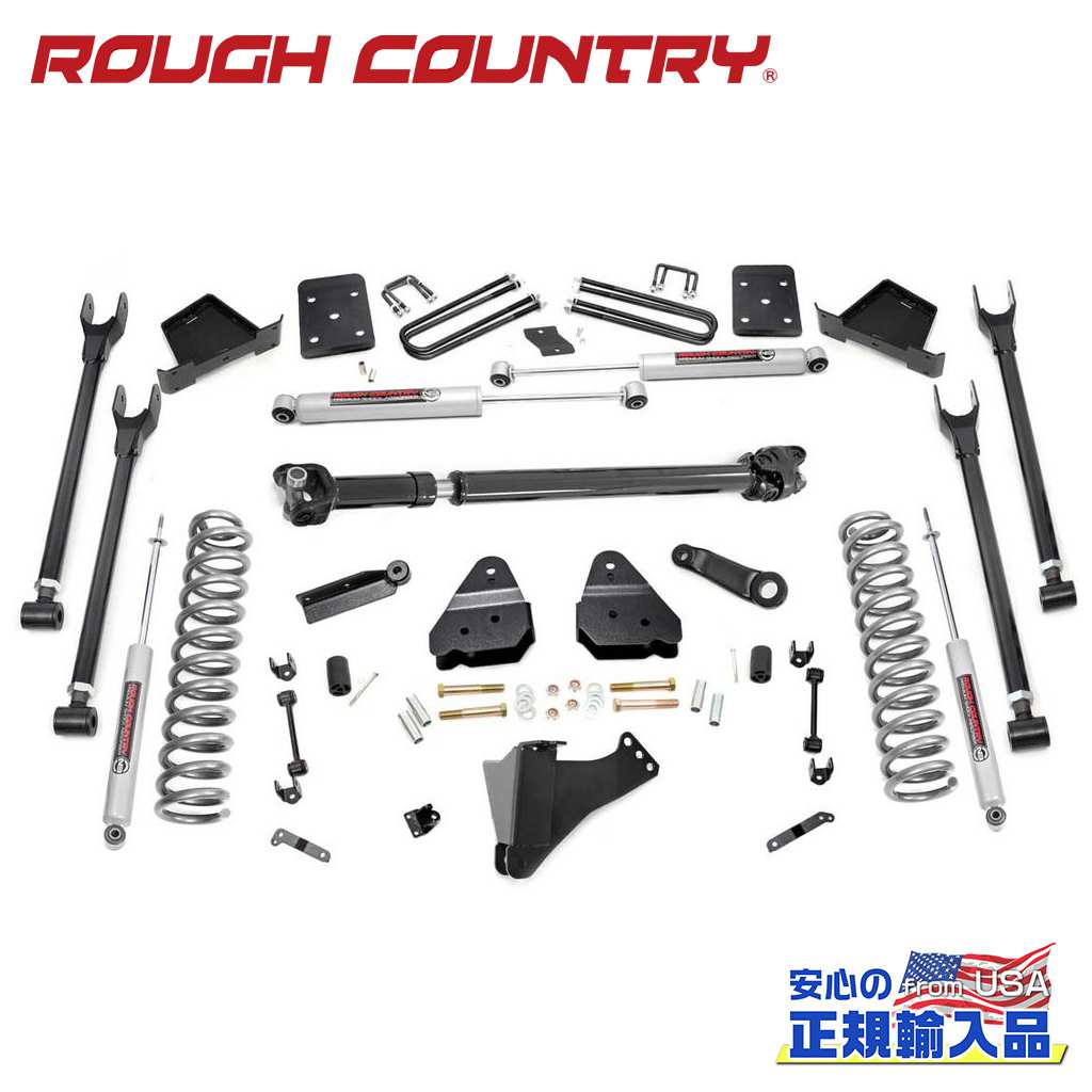 【ROUGH COUNTRY(ラフカントリー)正規輸入総代理店】6インチリフトキット 非純正リアスプリング用・車軸直径3.5インチ・プレミアムN3・Fシャフト有り＜BR＞FORD フォード F250/F350 4WD 2017年〜2022年