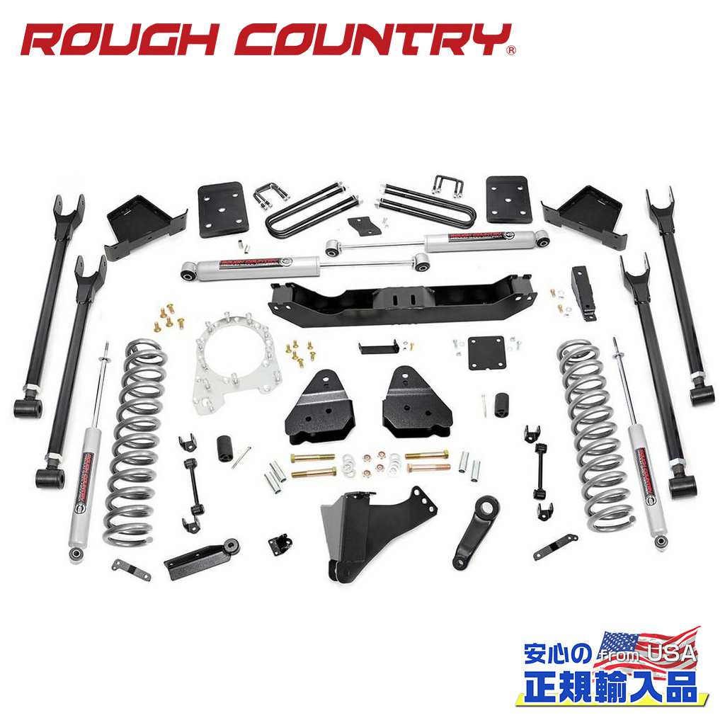 【ROUGH COUNTRY(ラフカントリー)正規輸入総代理店】6インチリフトキット 純正リアスプリング用・車軸直径3.5インチ・プレミアムN3・Fシャフト無し＜BR＞FORD フォード F250/F350 4WD 2017年〜2022年