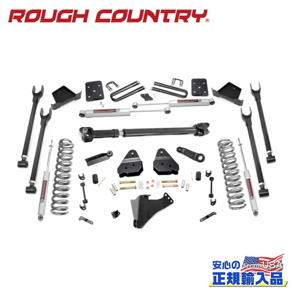 【ROUGH COUNTRY(ラフカントリー)正規輸入総代理店】6インチリフトキット 純正リアスプリング用・車軸直径3.5インチ・プレミアムN3・Fシャフト有り＜BR＞FORD フォード F250/F350 4WD 2017年〜2022年