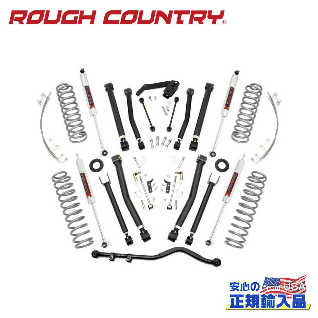 【ROUGH COUNTRY(ラフカントリー)正規輸入総代理店】Xシリーズ 4インチリフトアップキット/サスキット4ドア用 M1モノチューブショック付きJeep Wrangler ジープ ラングラー JK アンリミテッド 2007年～2018年