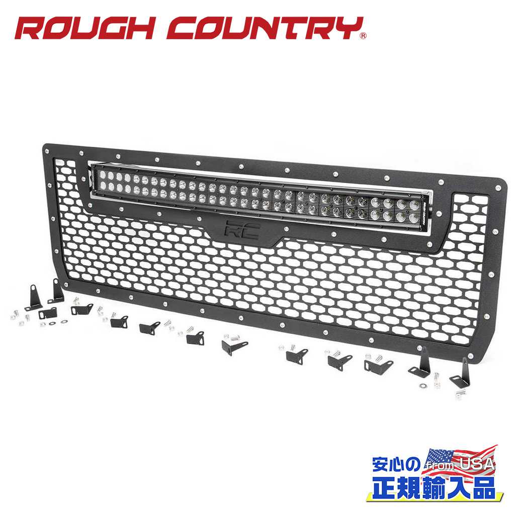 【ROUGH COUNTRY(ラフカントリー)正規代理店】30インチ LEDライトバー付き メッシュグリル ブラックシリーズGMC シエラ 1500 2WD/4WD2014年～2015年