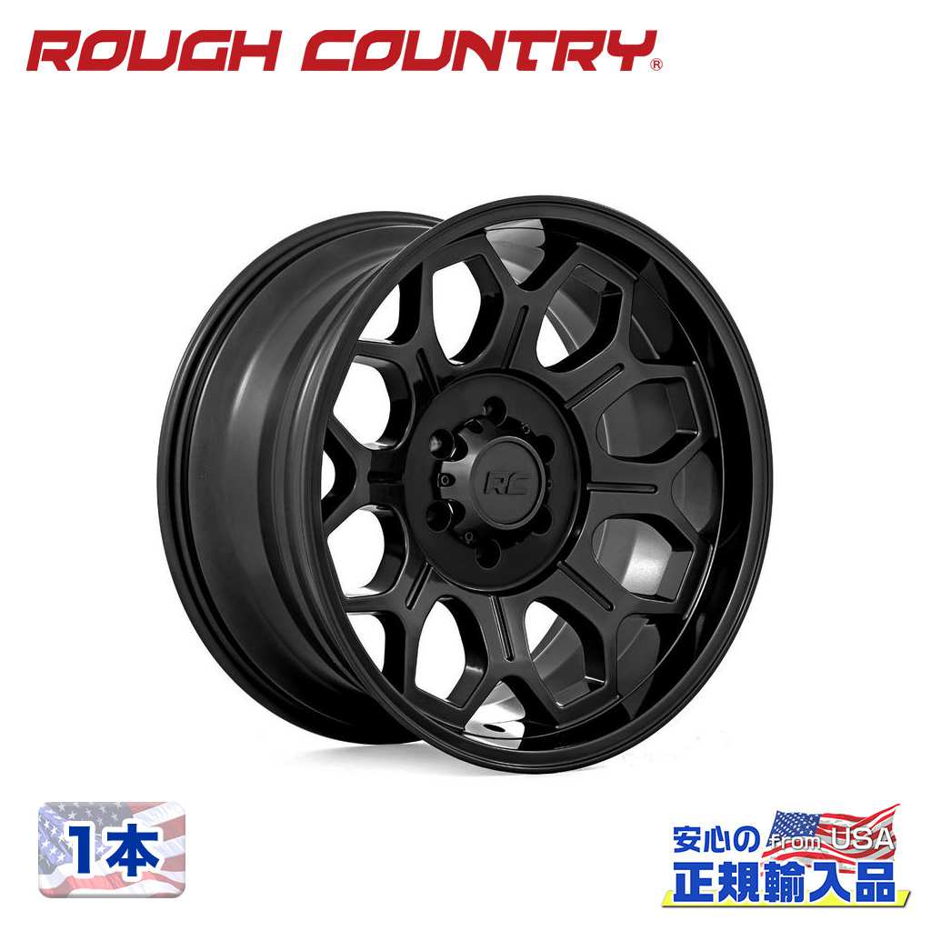 樂天商城 - 【ROUGH COUNTRY 正規品】20インチアルミホイール 1本 77シリーズ20×10J 6H 139.7 -25 CB105.9セミグロスブラック 汎用
