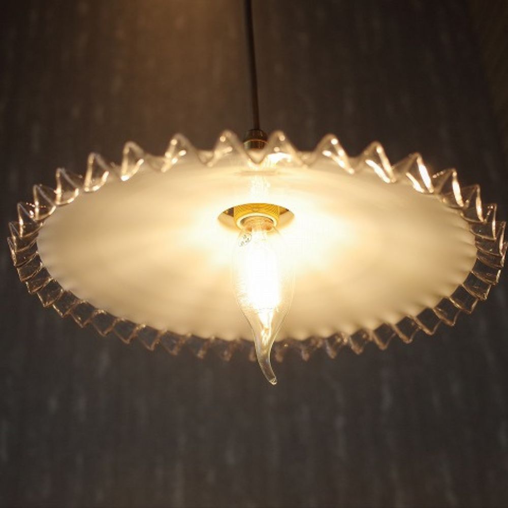 ランプシェード アンティーク フランス 1930年代製 フレンチフリル ランプ シェード 照明 電気 ランプシェード ガラス レトロ 照明器具 インテリア おしゃれ クラシック かわいい 英国雑貨 アンティーク雑貨