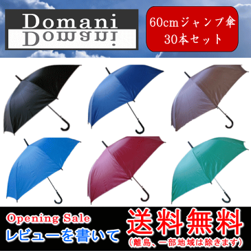 【即納！】【大雨、豪雨、地震、災害、台風対策】【送料無料】60cm 60センチ ジャンプ傘 30本セット ブラック色、ダークブルー色、ブラウン色、スカイブルー色、レッド色、グリーン色【RCP】傘 メンズ/傘 レディース/傘 メンズ/傘 レディース/傘 メンズ/傘