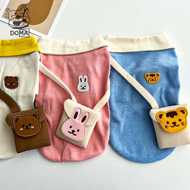 【全商品ポイント5倍】犬服 長袖 Tシャツ 着せやすい カバン ペットウェア 熊柄 男の子 犬服 おしゃれ ..