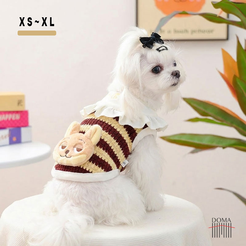 Rakuten - 【マラソン限定10%OFF】おねむなキツネ♪大きな襟の裏ボア服 犬服 ハーネスウェア ベスト ペットウェア 秋冬 暖かい おしゃれ 散歩 犯困的小狐狸♪大翻?加?衣 狗衣服 胸背?衣 背心 ?物装 秋冬 保暖 ?尚 散?