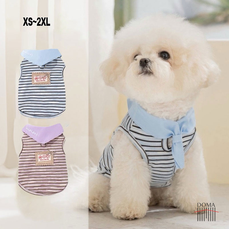 Rakuten - 【全商品ポイント5倍】犬服 小型犬 春夏 ペットウェア ドッグウェア タンクトップ ボーダー スカーフ付き 可愛い おしゃれ XS S M L XL 2XL トイプードル チワワ 通気性 軽量 散歩 お出かけ