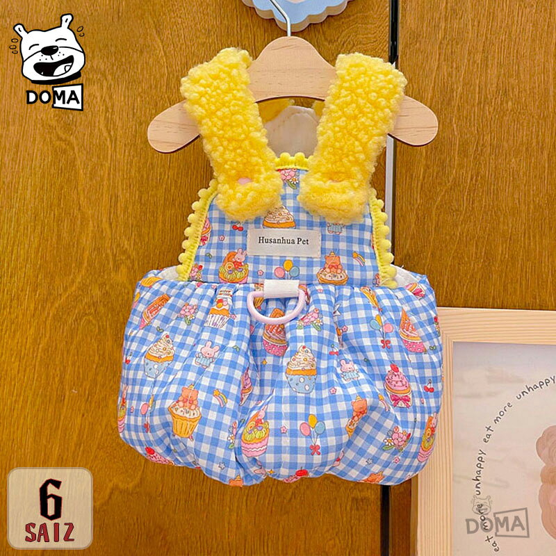 犬服 秋冬 ドッグウェア ペットウェア ワンピース パンプキン スカートウェアハーネス Dカン付き 裏地..