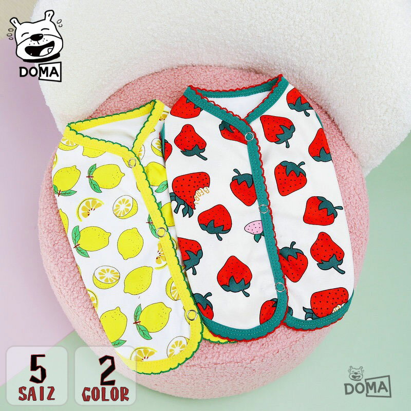 【全商品ポイント5倍】犬服 背中開き ベスト タンクトップ 可愛い 着せやすい 薄手 お洒落 いちご柄 レ..