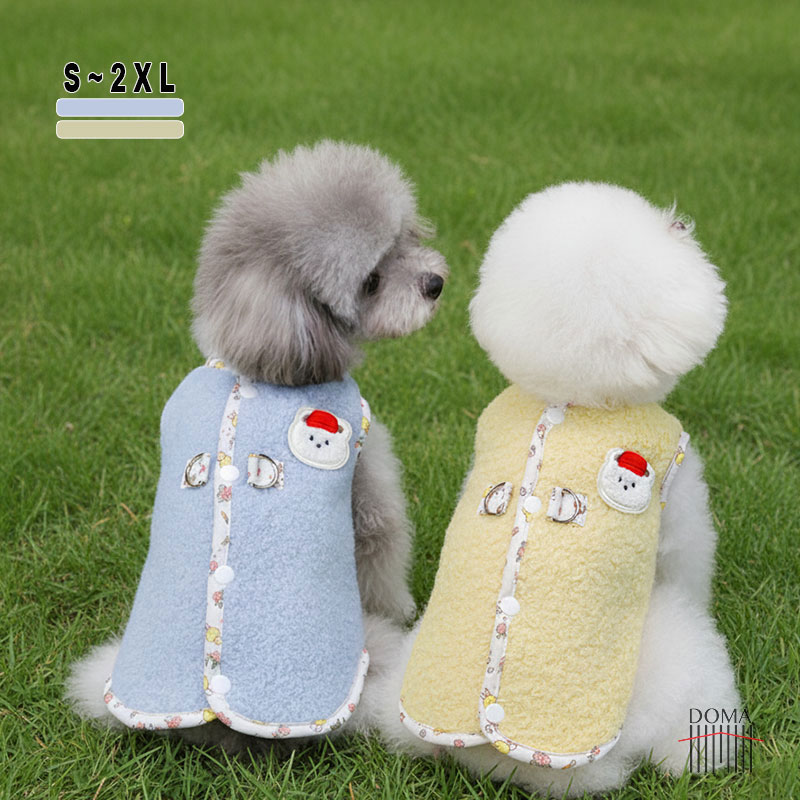 犬 服 冬 ボア ベスト 暖かい もこもこ【くまさんサンタ】 もこもこ かわいい Dカン付き 防寒着 抜け毛対策 小型犬 猫 パピー グッズ 洋服