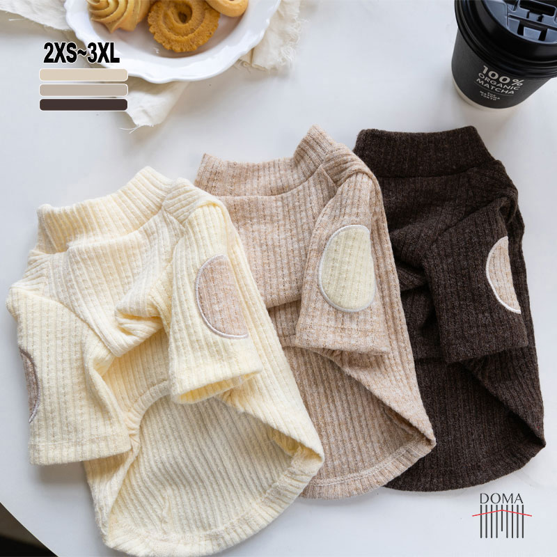 【秋冬新作】 犬 服 カットソー リブニット タートルネック 伸縮性 抜群 エルボーパッチ付き ドッグウ..