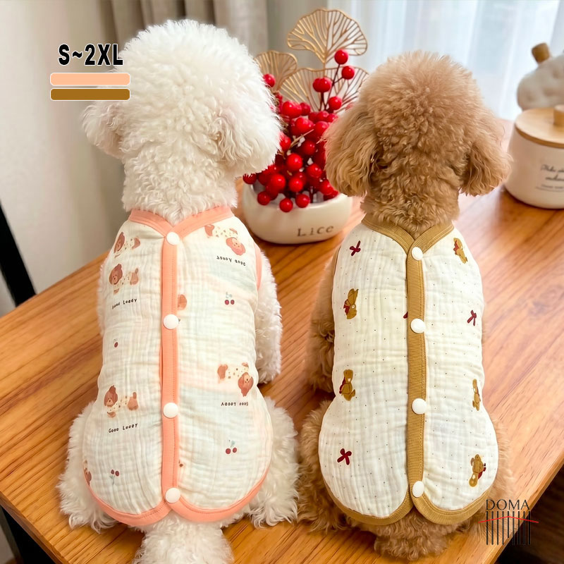 【全商品ポイント5倍】ドッグウェア 犬服 ベスト 春夏 ガーゼ素材 通気性 静電気防止 綿100 ペットウェア 小型犬 犬の服 可愛い おしゃれ ナチュラル 軽量 快適 散歩用 部屋着 S-2XL