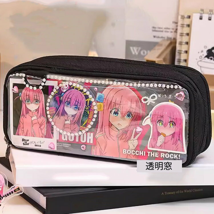 ペンケース 筆箱 推し筆箱 推し 痛ペンケース 痛バ 痛バッグ 缶バッジ クリア 透明窓 大容量 多機能 子供 小学生 中学生 高校生 大学生 学生 大人 缶バ...