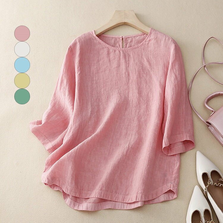 Tシャツ レディース トップス クルーネック 半袖 薄手 夏 夏服 シンプル 無地 コーデ カジュアル オシャレ おしゃれ きれいめ ゆったり ティーシャツ 30代 40代 プルオーバーのサムネイル