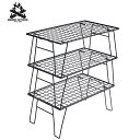 GENERIC OUTDOOR フィールドラック 3点セット マットブラック F003T スタッキングアウトドアラック アイアンラック アウトドアテーブル 折り...