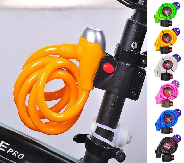 サイクルワイヤーロック 鍵2個付 サドルブラケット付 傷防止カバー付 カラフルサイクルキー ロック 自転車鍵 サイクルロック ワイヤーロック 自転車盗難 盗難防止 鍵 カギ 可愛い おしゃれ お洒落 送料無料