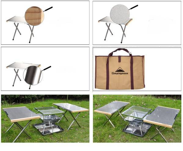 CAMPINGMOON キャンピングムーン ステンレストップテーブル 焚火テーブル 焚き火テーブル ステンレステーブル バーベキューテーブル 収納ケース付き 送料無料通販格安セール情報　楽天　通販