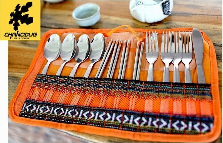 ★CHANODUG OUTDOOR★ナバホ柄カトラリーセット★アウトドア★キャンプカトラリー★アウトドアカトラリーセット★箸・スプーン・フォーク・ナイフ★収納ケ...