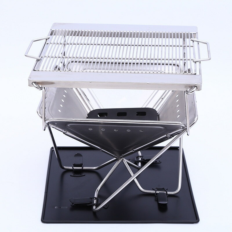★焚火台★Lサイズ★炭床&グリル&ブリッジ&プレート&ケース★フルセット★BBQコンロ★折り畳み焚き火台★バーベキューコンロ★ポータブル焚き火台セット★ポータブルバーベキューコンロ★