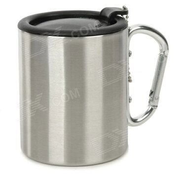 ★CHANODUG OUTDOOR★ステンレスダブルウォールカップ★カラビナハンドル&蓋付★トレッキング★アウトドア★キャンプ★山登り★