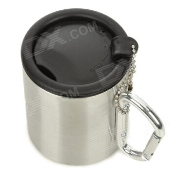 ★CHANODUG OUTDOOR★ステンレスダブルウォールカップ★カラビナハンドル&蓋付★トレッキング★アウトドア★キャンプ★山登り★