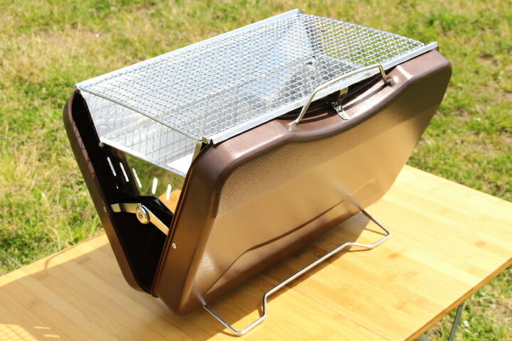 ★スーツケース型ポータブルバーベキューグリル★Mサイズ★3人-6人用★カバン型BBQコンロ★ブラウン★キャンプ★アウトドア★手軽にBBQ★