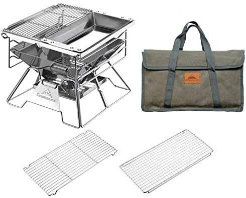 ★CAMPING MOON★キャンピングムーン★CHARCOAL FIRE GILL★鉄板1点 網3点 BAG付★X-TWO/W2/W5★焚き火台セット★焚火台...