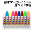 マーカーボード用 耐水 屋外 マーカー 線幅15mm 全11色 5本セット ペン 業務用 店舗用品 ボードマーカー
