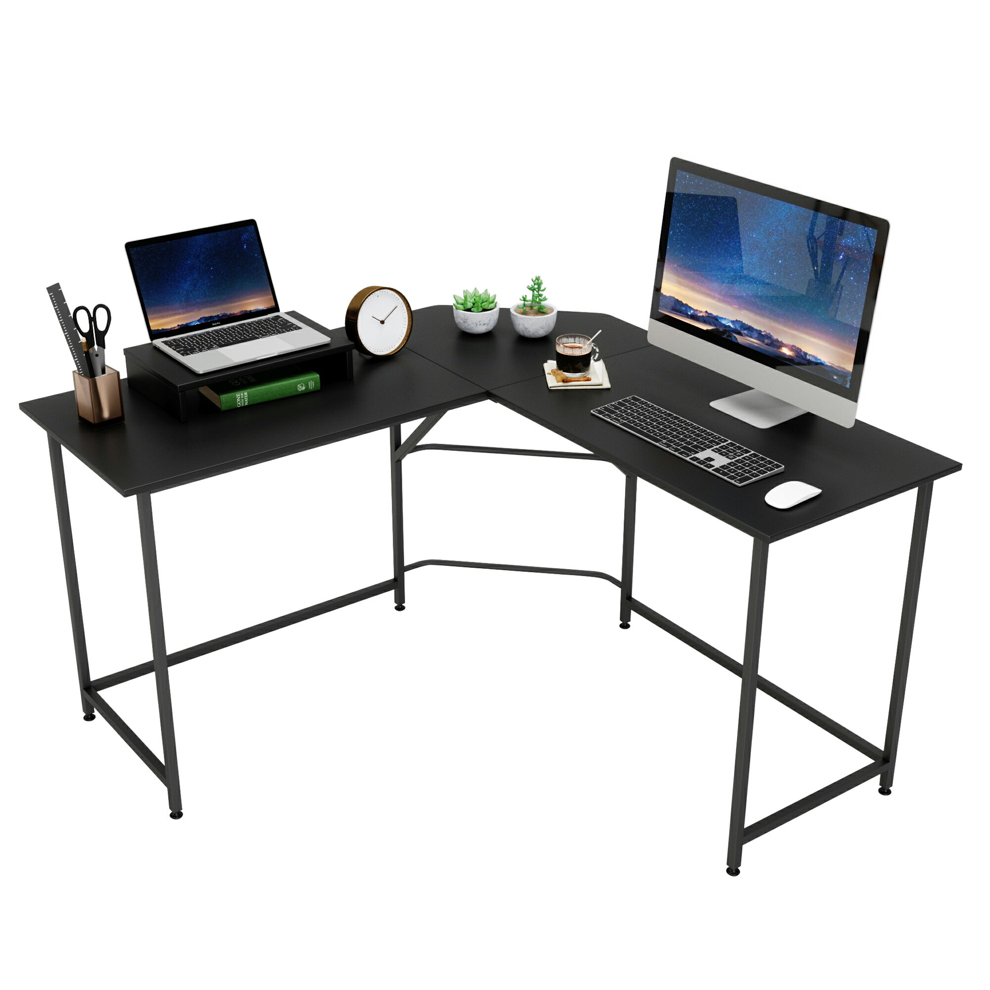 Bestier パソコンデスク 幅130 L字デスク モニター台付き リモートワークデスク L字 パソコンデスク ゲーミングデスク PCデスク 在宅ワーク 机 オフィス オフィスデスク ワークデスク シンプルデスク 送料無料のサムネイル