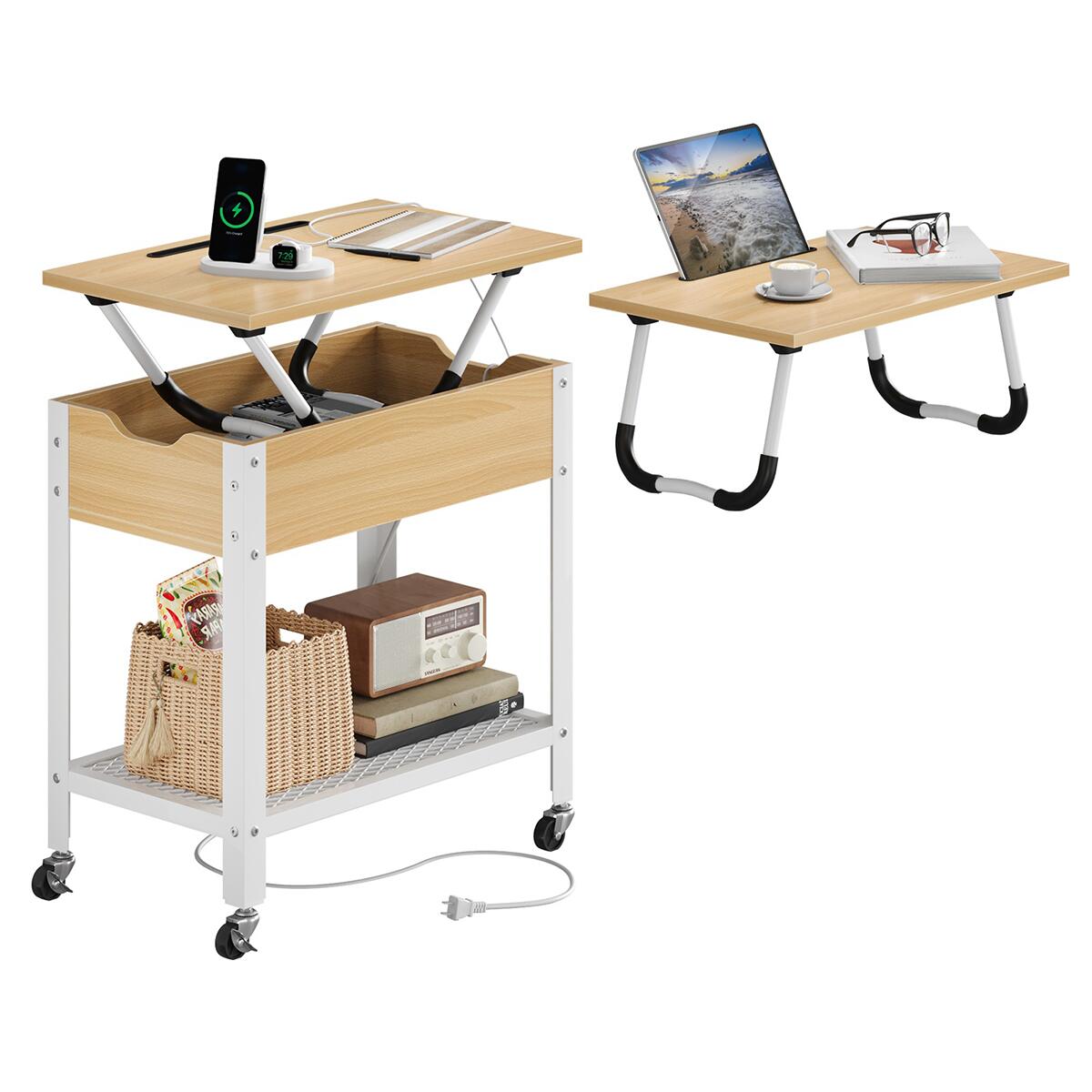 ＼翌日発送！／サイドテーブル コンセント付き 両用式 テーブル 折りたたみ ナイトテーブル コンセント付き 多機能サイドテーブル 収納 キャスター付き 北欧 木製 シンプル 在宅勤務 ベッド横 ナイトテーブル 隠す収納 ナイトテーブル 収納