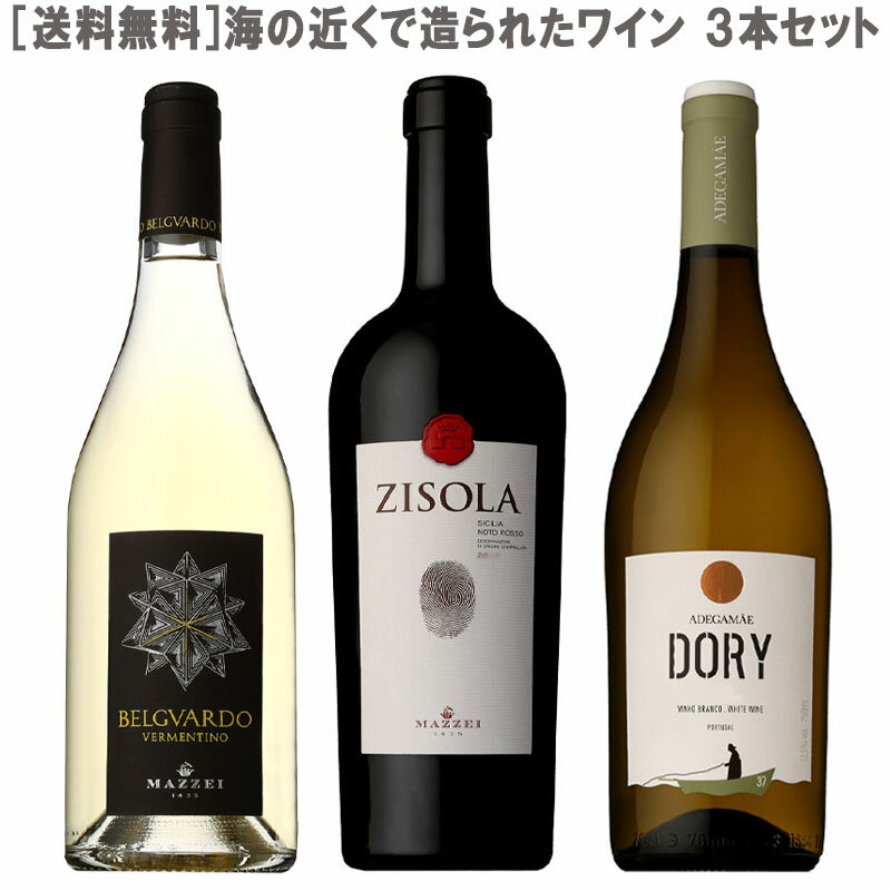 海の近くで造られたワイン 3本セット 750ml×3本［赤 白 ワインセット シーフード相性抜群 手頃価格 家飲み パーティー用 自然派 辛口 おすすめ］【送料無料】