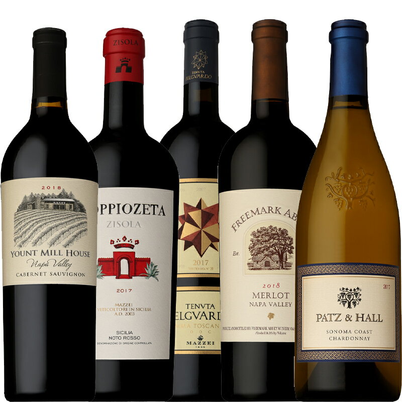 ソムリエ 厳選 お肉 に合う 贅沢 ワイン 750ml× 5本 セット[ ワインセット 赤 ディアム 白 辛口 ]【送料無料】