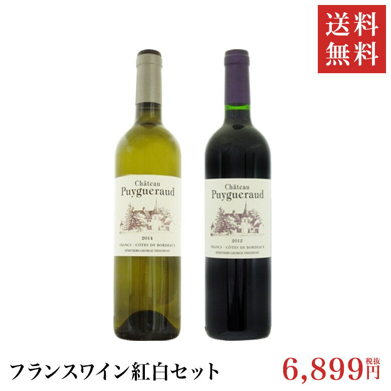 【送料無料】フランスワイン紅白セット【 ワインセット フランス ボルドー 750ml/2本セット 辛口 ミディアム ギフト 贈り物 プレゼント 人気】