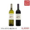 紅白ワイン 【送料無料】フランスワイン紅白セット【 ワインセット フランス ボルドー 750ml/2本セット 辛口 ミディアム ギフト 贈り物 プレゼント 人気】