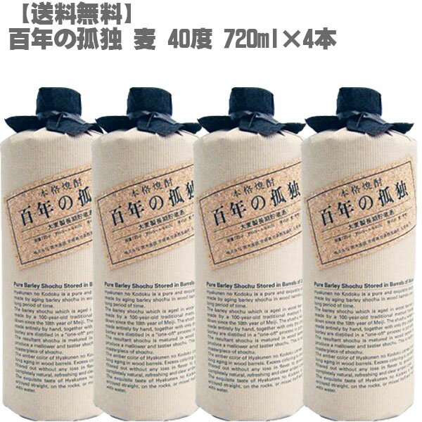 楽天DON online shop 楽天市場店【送料無料】百年の孤独 40度 720ml 麦焼酎×4本【宮崎県 黒木本店 本格麦焼酎 入手困難 父の日】長期貯蔵