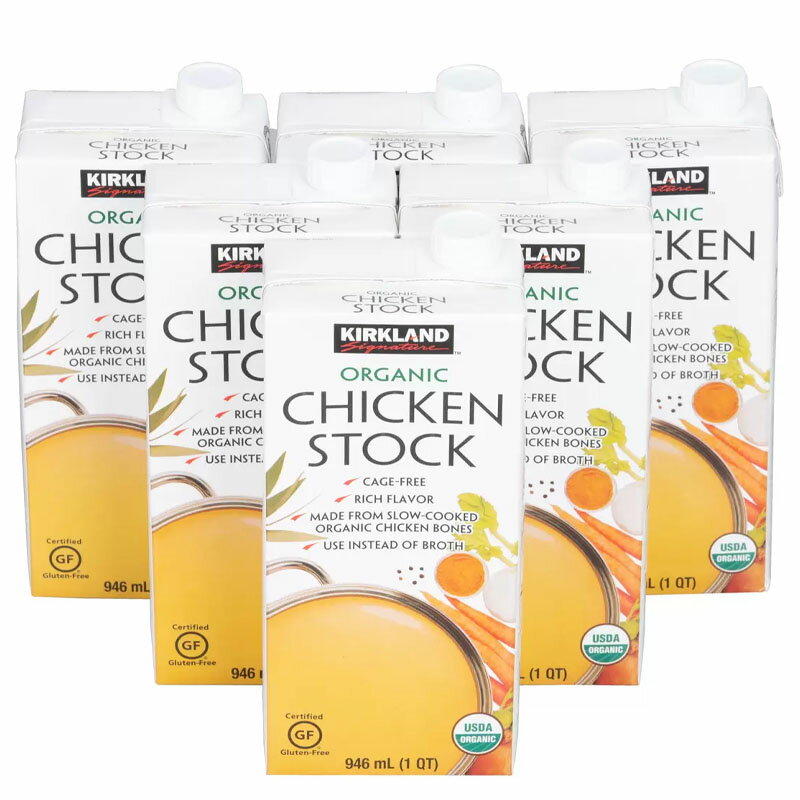 カークランド オーガニック チキンストック (鶏だし)946ml×6本［ チキンスープ 鶏出汁 アメリカ コストコ 人気商品 おすすめ 大容量 USDA ］のサムネイル