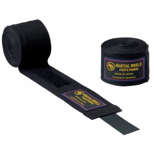 【12/1限定】 ポイント最大20倍&最大400円クーポン配布|【マーシャルワールド】国産バンテージ 黒 (2個1組) (BT4-BK)空手 筋トレ フィットネ...