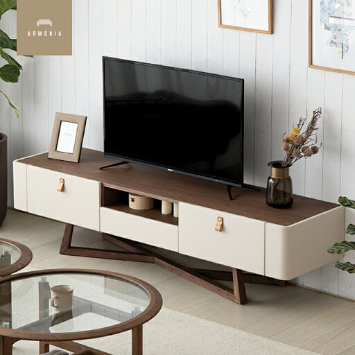 MODERN DECOの[P5倍 4/20 12時～] テレビ台 テレビボード 収納棚 収納 約180cm レザー調 天然木 シンプル デザイナーズ インテリア 家具 北欧 モダン 新生活(テレビ台)