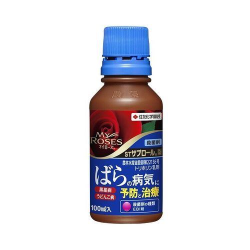 【商品説明】 ●葉の中に成分が浸透し、予防効果と治療効果を発揮します。 ●乳剤のため計量しやすく、また散布後の葉の汚れもなく観賞価値を損いません。 【対象作物】 ●草花：きく、芝 ●野菜：トマト、なす、ピーマン、きゅうり、メロン、いちご、さやえんどう、ねぎ、食用ぎく ●花木・庭木：ばら ●果樹：もも、かき、りんご ●特用作物：たばこ 【仕様】 ●農林水産省登録：第22136号 ●トリホリン乳剤 【成分】 ●トリホリン：18.0%、有機溶剤・界面活性剤等：82.0% 【性状】 ●淡黄色澄明可乳化油状液体 【剤型】 ●シャワー剤 【使用方法】 ●水でうすめて散布 【注意事項】 ●ナシにはかからないように注意してください。 ●製品の外観、仕様は改良のため、予告なく変更する場合がございます。 ●メーカー推奨用途以外にはご使用いただけませんので、予めご確認下さいませ。 ●農薬は使用できる作物が決められています。注意事項、使用方法は予めご確認ください。 ●実際に使用する際には必ず商品ラベルをよく読み、記載内容に従ってお使いください。