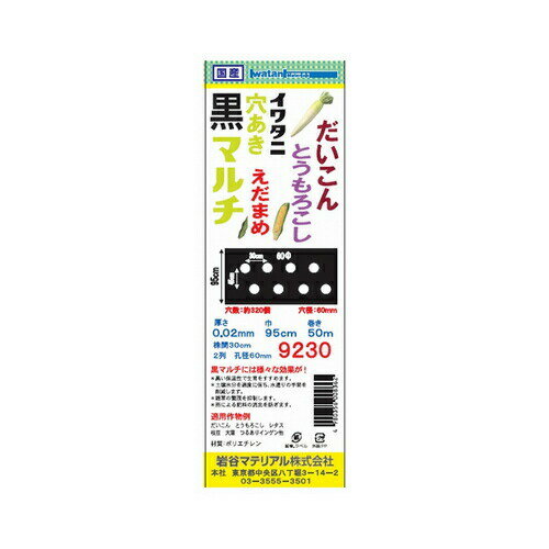 岩谷マテリアル穴あきだいこん黒マルチ0．02X950X50m