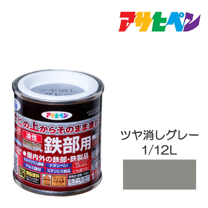 油性高耐久鉄部用1/12Lツヤ消しグレー油性塗料ペンキ