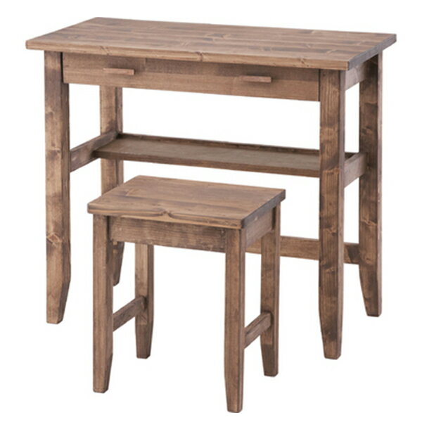 木製デスク&スツール デスク 家事デスク PCデスク パソコンデスク 机 つくえ 勉強机 書斎デスク 木製 天然木 イス付 セット パソコン台 ワークデスク モ...