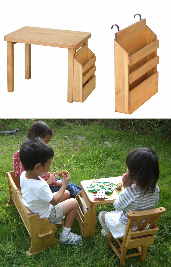 【無公害塗料】パイン材 カントリー調 キッズデスク ラック付き 自然塗料 [2]