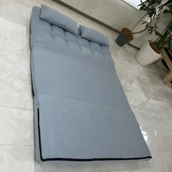 3way 三つ折れ ソファベッド 幅125cm 2人〜2.5人掛け ブラウン/ブルー/グレー ロー ソファ ソファー カウチ ベッド ファブリック 布製 布地 角度調節 北欧/シンプル/スタイリッシュ /モダン かわいい インテリア 家具 3way クッション付き [3]